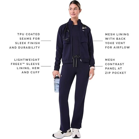 Figs Sydney Scrub Jacket Womens Navy Performance Full Zip Medical XS $98 - Picture 2 of 11
